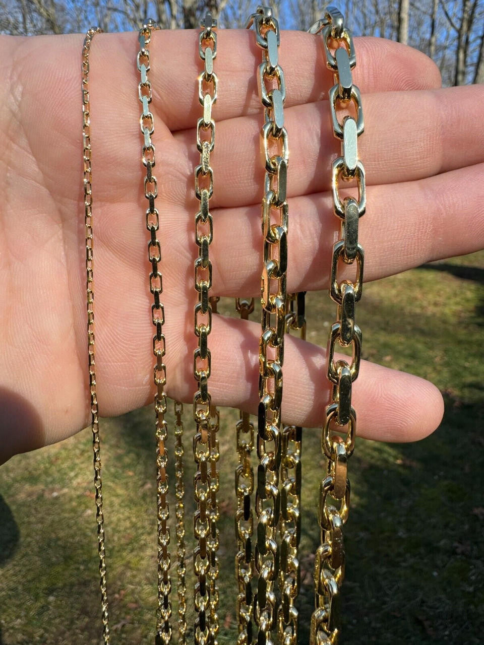 Hermes Rolo Link Chain Necklace Bracelet -  14k Yellow Gold - 7"-28" - 1.5mm-6mm