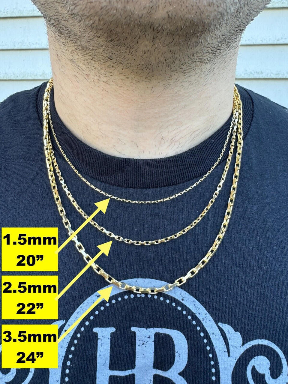 Hermes Rolo Link Chain Necklace Bracelet -  14k Yellow Gold - 7"-28" - 1.5mm-6mm