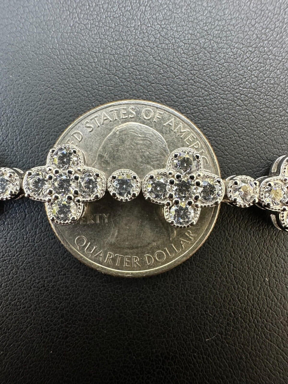 Clover Tennis Bracelet Iced Out CZ Stones - 925 Silver - 10mm - 6"-8.5"