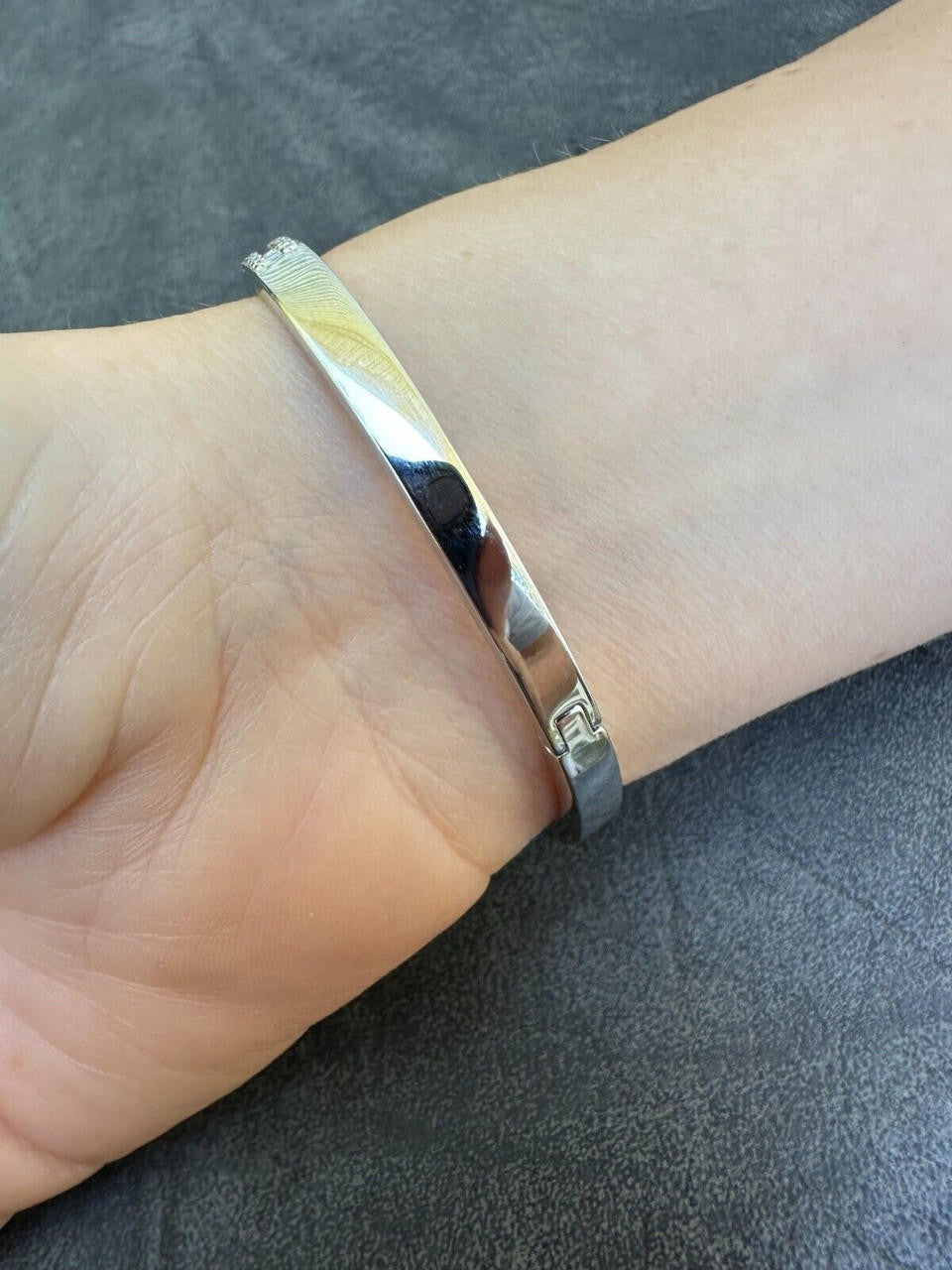 Real Solid 925 Silver Iced Baguette Butterfly Bangle Ladies Bracelet 5-7"  CZ
