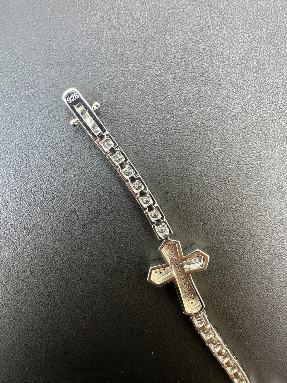 Cross Tennis Bracelet Iced Out CZ Stones - 925 Silver - 4mm - 6"-8.5"