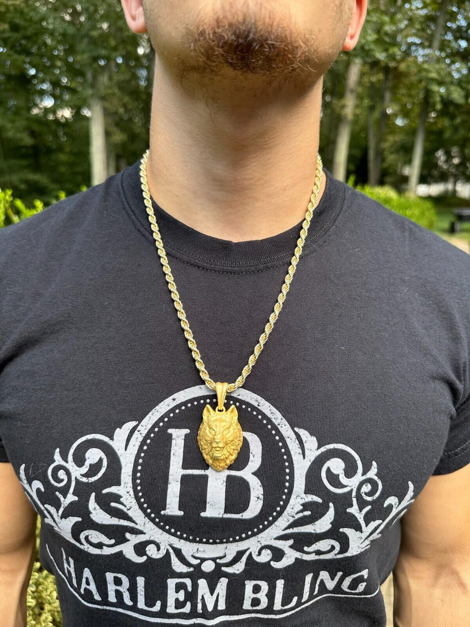Wolf Head High Detailed Pendant - Sandblasted Matte Finish 14k Gold Vermeil Or 925 Silver - Medium 2"