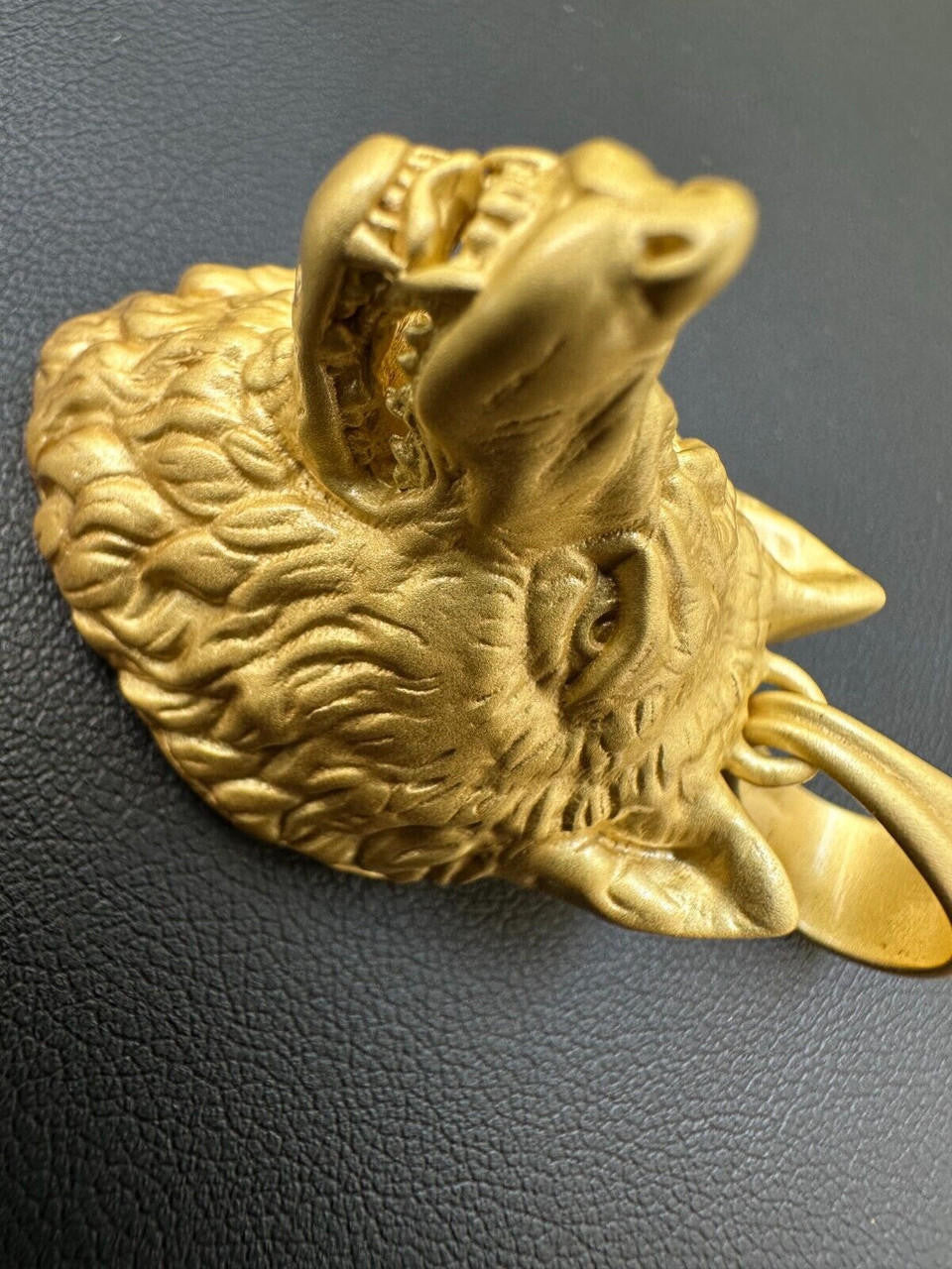 Wolf Head High Detailed Pendant - Sandblasted Matte Finish 14k Gold Vermeil Or 925 Silver - Medium 2"
