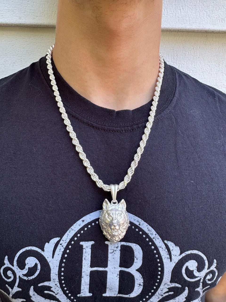 Wolf Head High Detailed Pendant - Sandblasted Matte Finish 14k Gold Vermeil Or 925 Silver - Medium 2"