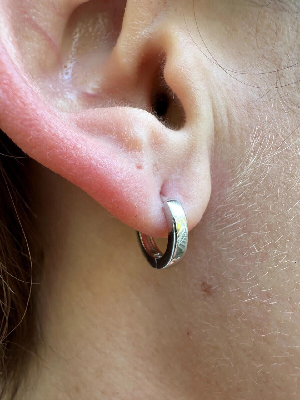 Plain Small Huggie Hoop Earrings - 925 Silver - 12.5mm