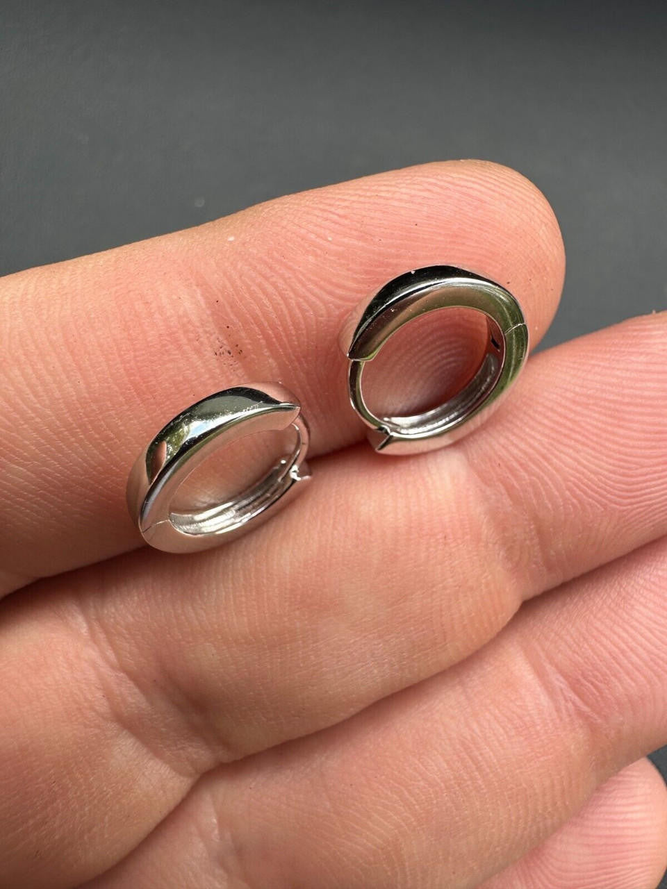 Plain Small Huggie Hoop Earrings - 925 Silver - 12.5mm