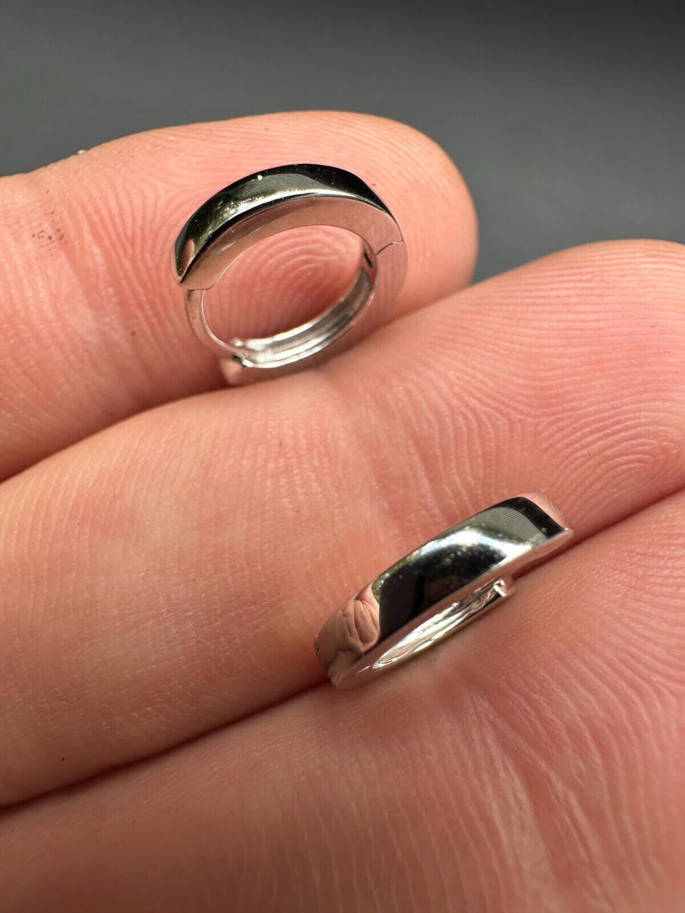 Plain Small Huggie Hoop Earrings - 925 Silver - 12.5mm