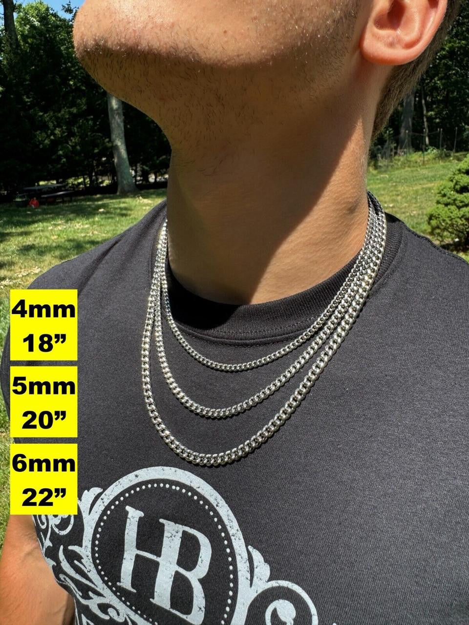 Real Solid Stainless Steel Miami Cuban Link Chain Necklace Box Clasp 4-18mm