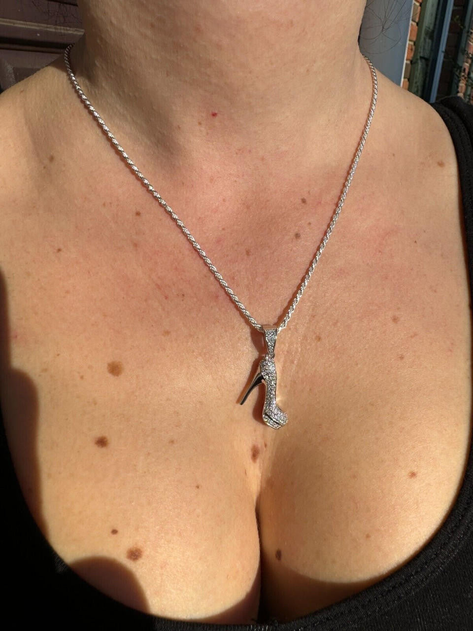MOISSANITE Red Bottom Stiletto Heels Pendant - 14k Gold Vermeil Or 925 Silver - Small 1.25"