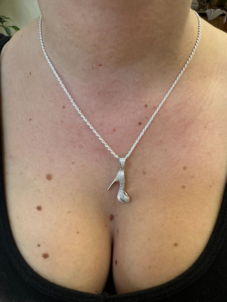 MOISSANITE Red Bottom Stiletto Heels Pendant - 14k Gold Vermeil Or 925 Silver - Small 1.25"