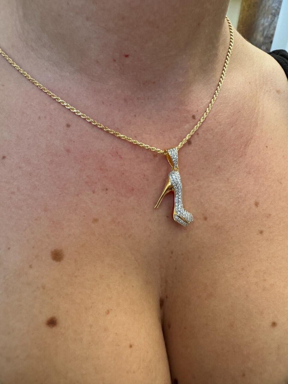 MOISSANITE Red Bottom Stiletto Heels Pendant - 14k Gold Vermeil Or 925 Silver - Small 1.25"