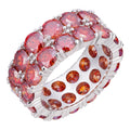 Red MOISSANITE Double Row Eternity Ring - 925 Silver