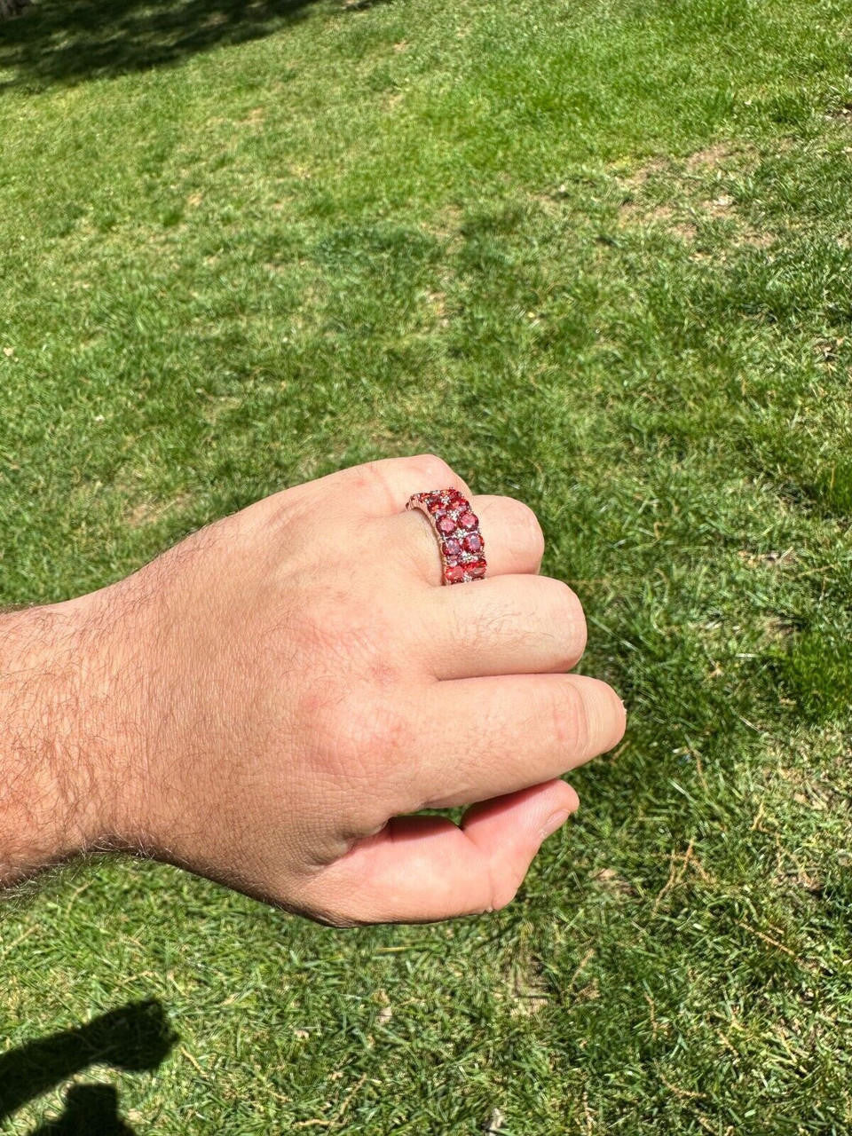 Red MOISSANITE Double Row Eternity Ring - 925 Silver