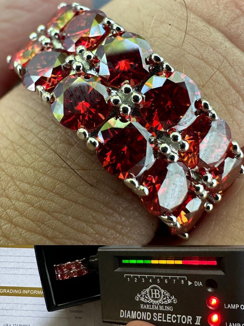 Red MOISSANITE Double Row Eternity Ring - 925 Silver