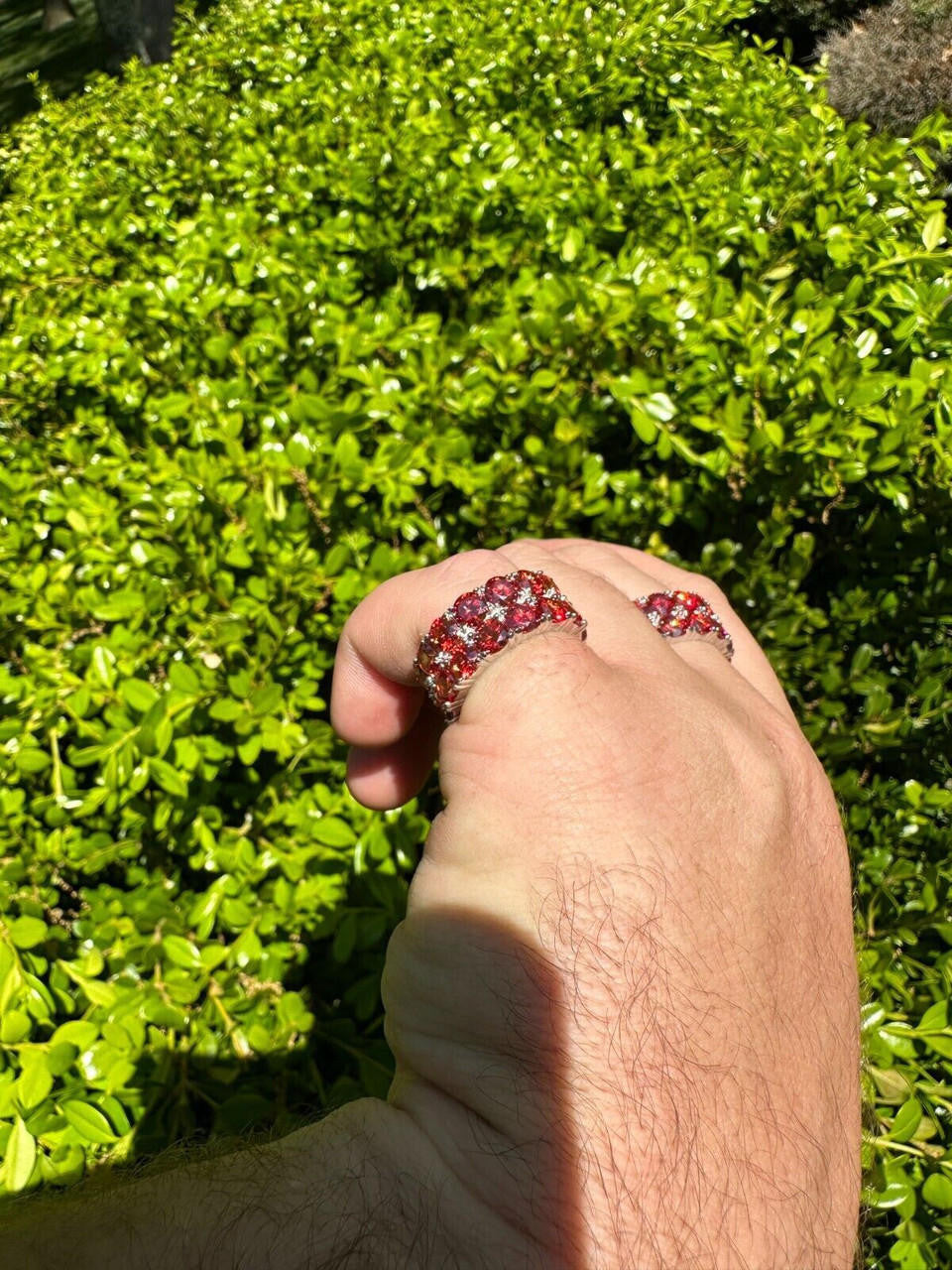Red MOISSANITE Double Row Eternity Ring - 925 Silver
