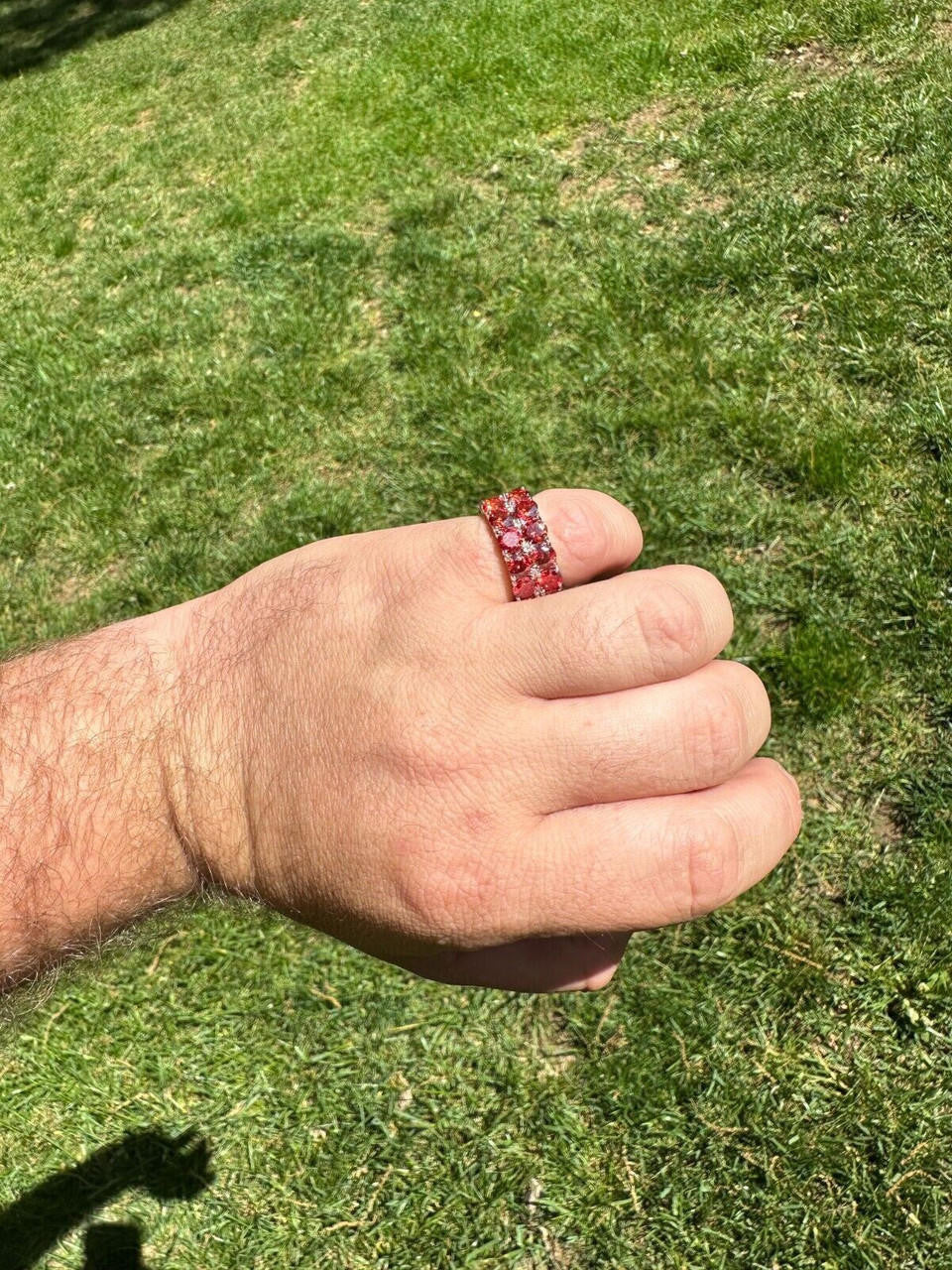 Red MOISSANITE Double Row Eternity Ring - 925 Silver