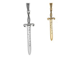 Roman Gladiator Ancient Sword Dagger Pendant - 14k Gold Vermeil Or Oxidized 925 Silver - Large 3"