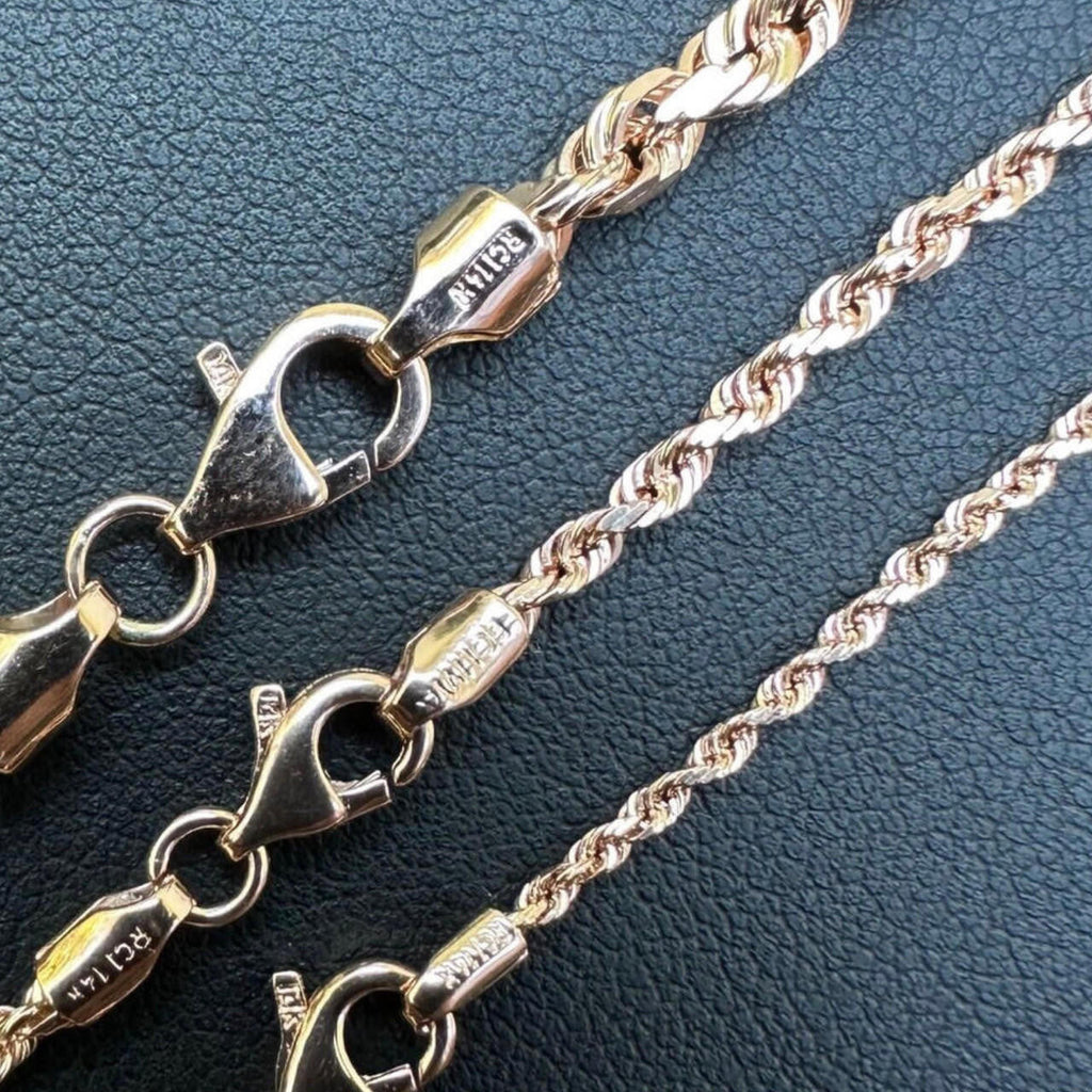 Rope Chain Necklace - 14k Rose Gold - 16"-30" - 1.5mm-6mm