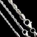 Rope Chain Necklace - 14k White Gold - 16"-30" - 1.5mm-4mm