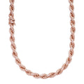 Rope Chain Necklace Iced Out CZ Stones - 14k Rose Gold Vermeil 925 Silver - 9mm - 16"-30"