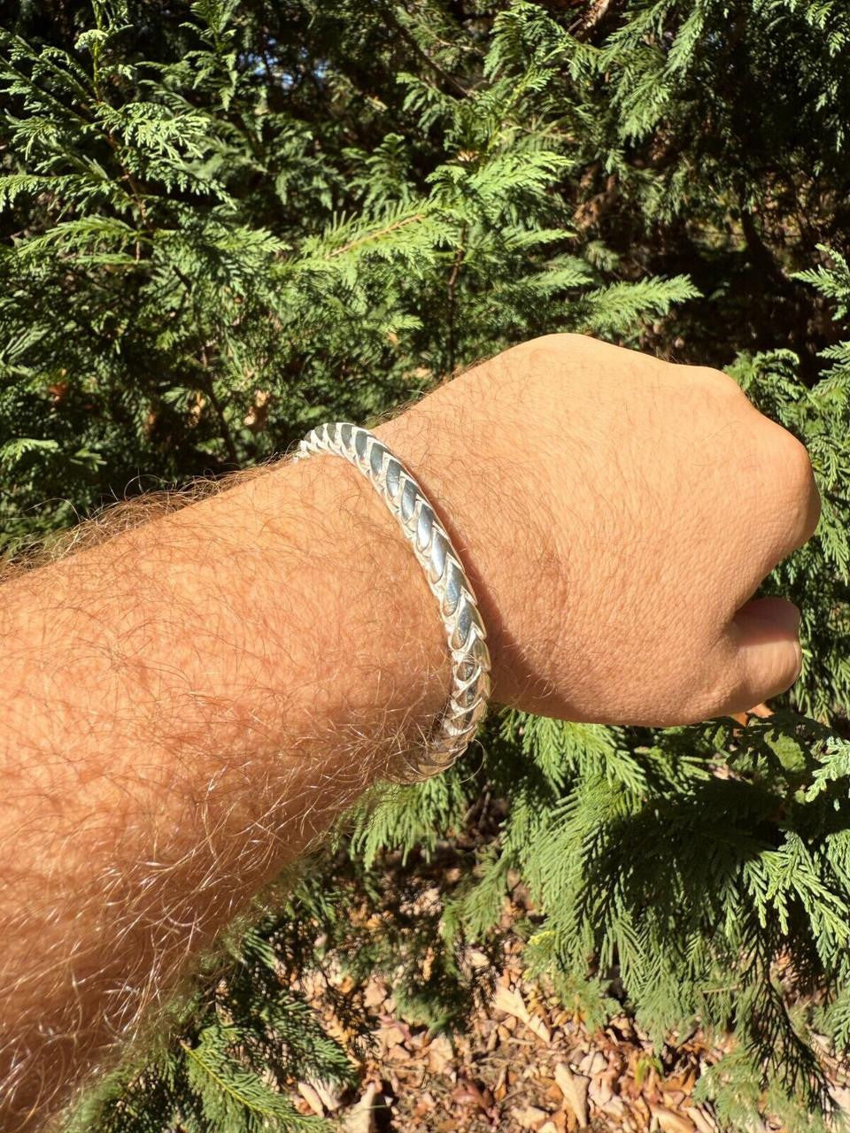 Round Franco Custom Bracelet - 925 Sterling Silver - 7"-9" - 7mm