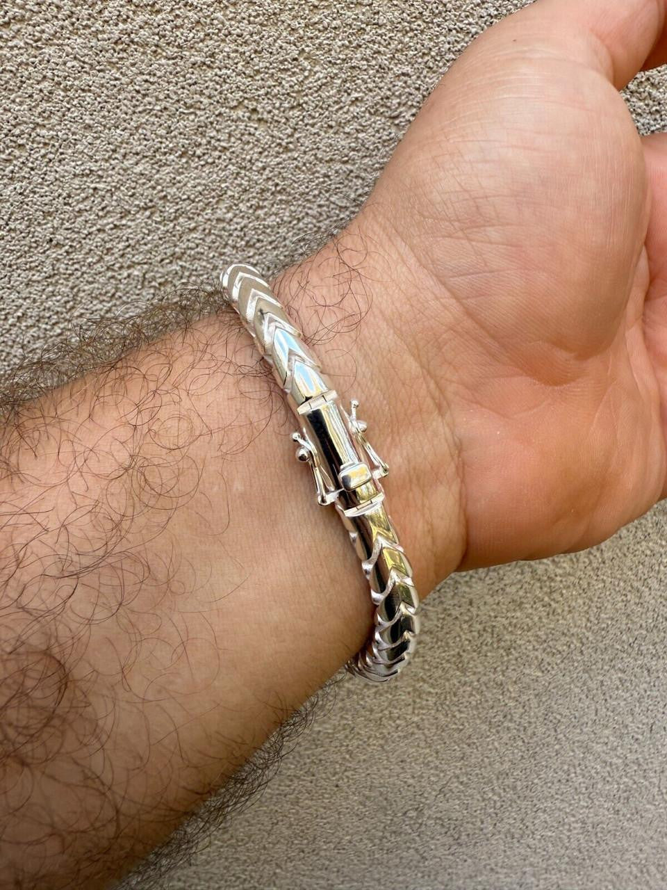 Round Franco Custom Bracelet - 925 Sterling Silver - 7"-9" - 7mm