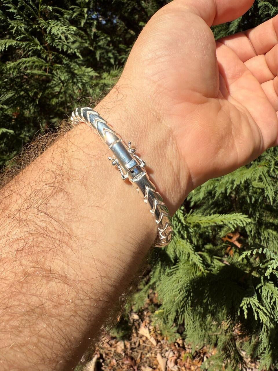Round Franco Custom Bracelet - 925 Sterling Silver - 7"-9" - 7mm