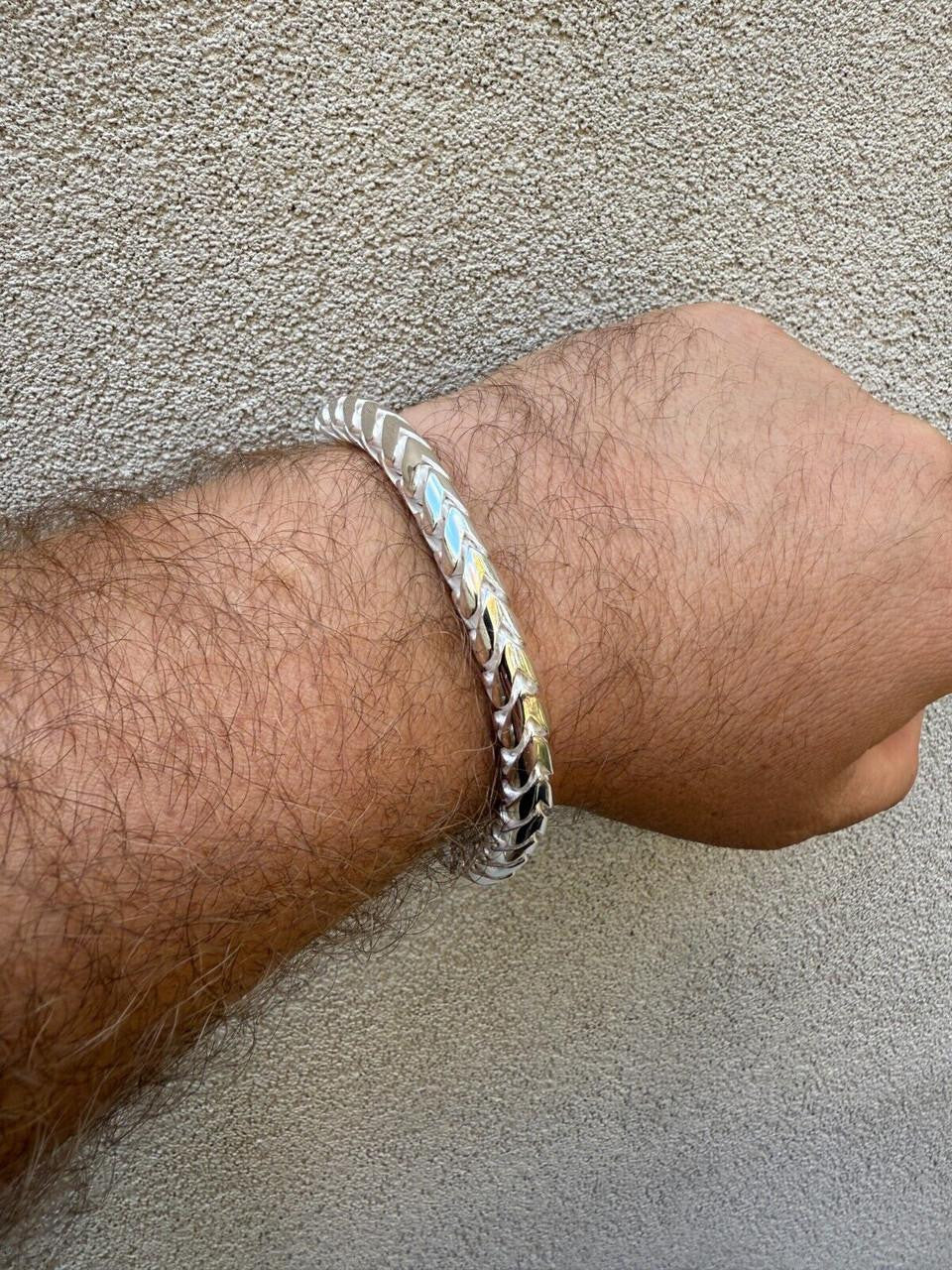 Round Franco Custom Bracelet - 925 Sterling Silver - 7"-9" - 7mm