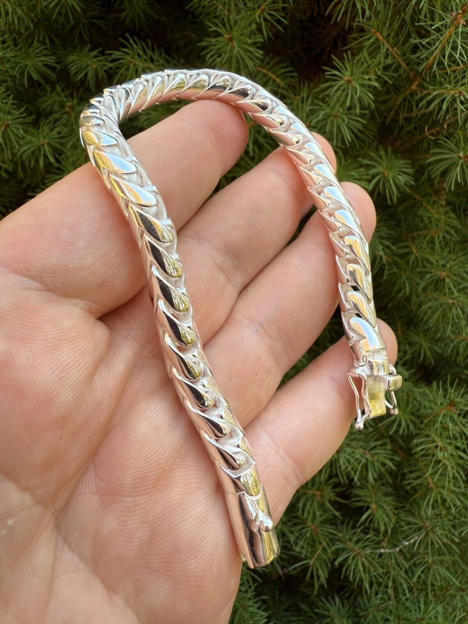 Round Franco Custom Bracelet - 925 Sterling Silver - 7"-9" - 7mm