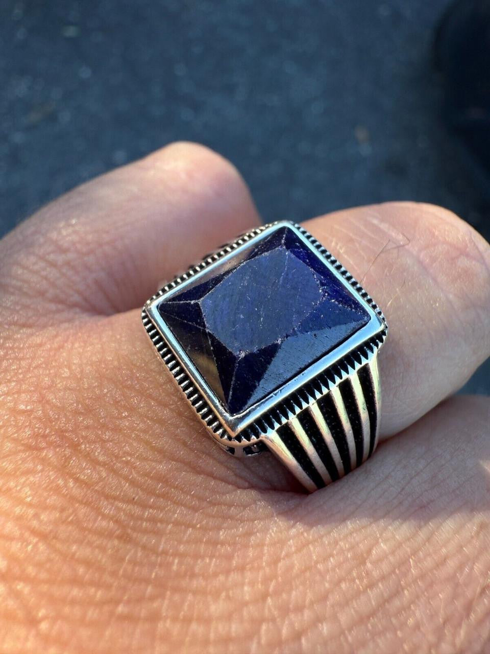 Royalty Ring - 925 Silver - Genuine Blue Sapphire Stone