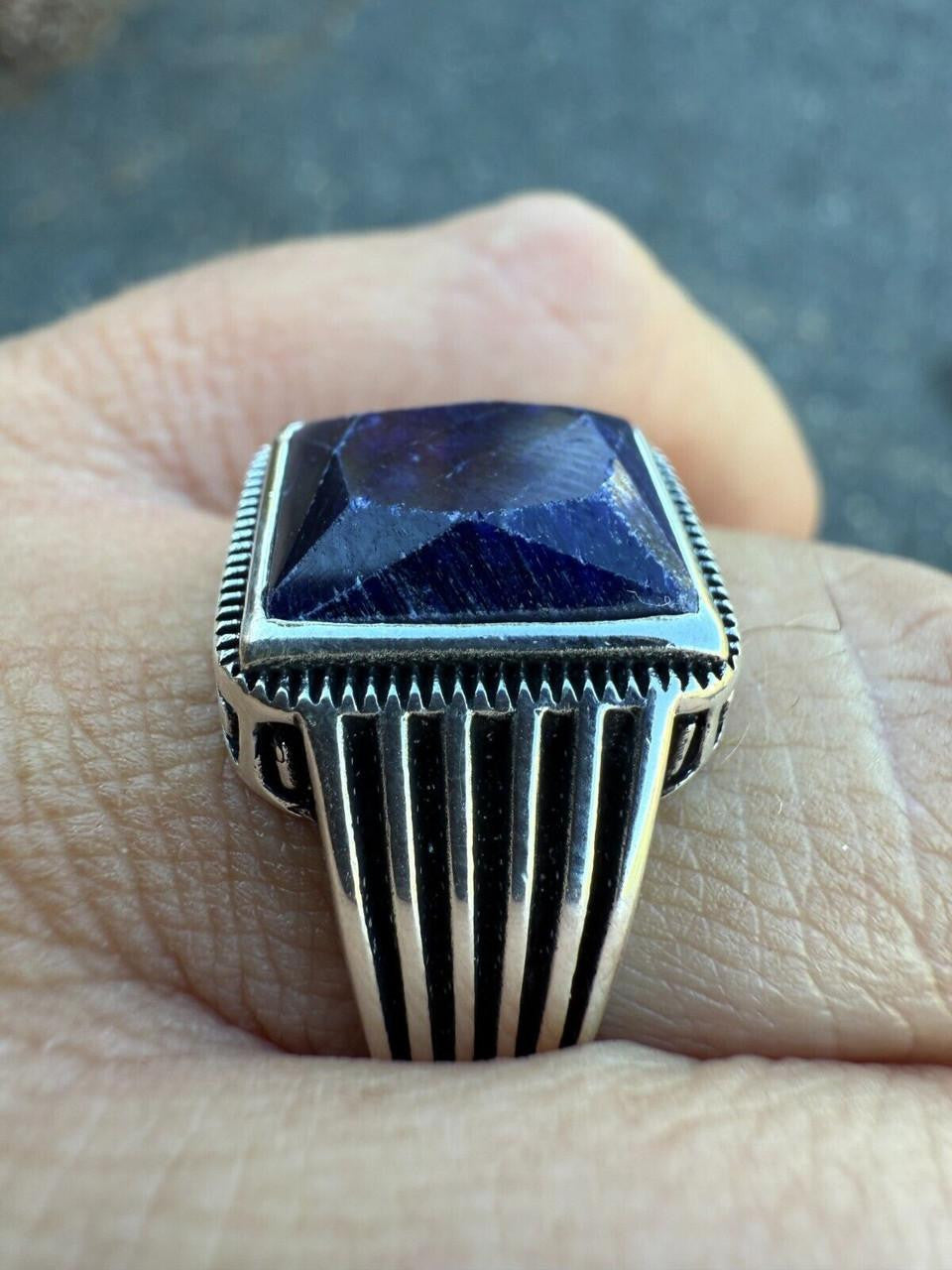 Royalty Ring - 925 Silver - Genuine Blue Sapphire Stone
