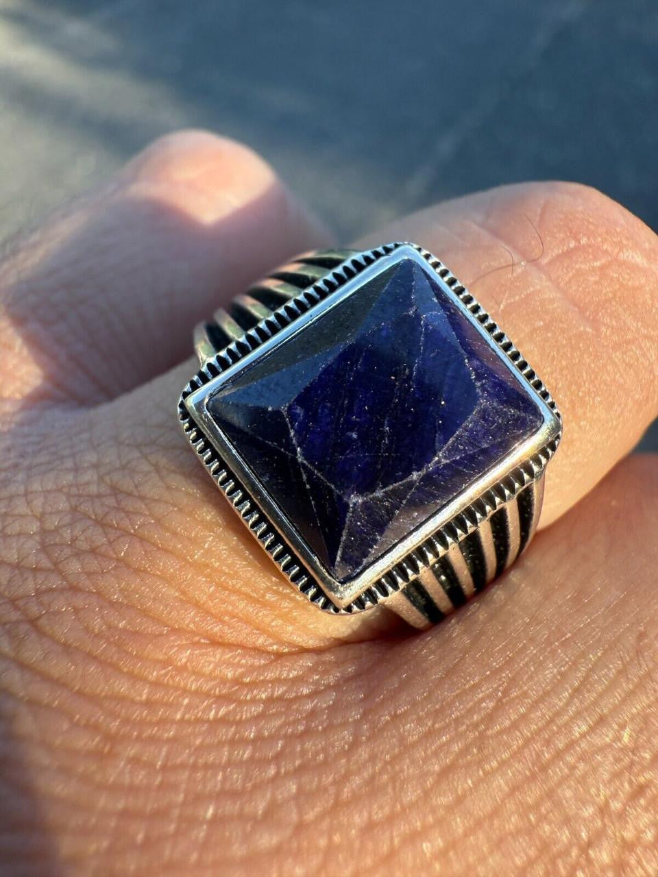 Royalty Ring - 925 Silver - Genuine Blue Sapphire Stone