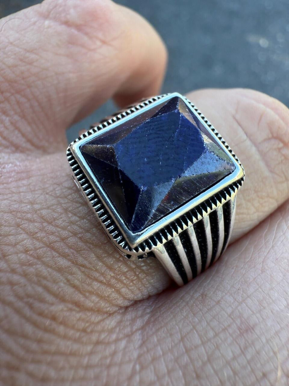 Royalty Ring - 925 Silver - Genuine Blue Sapphire Stone