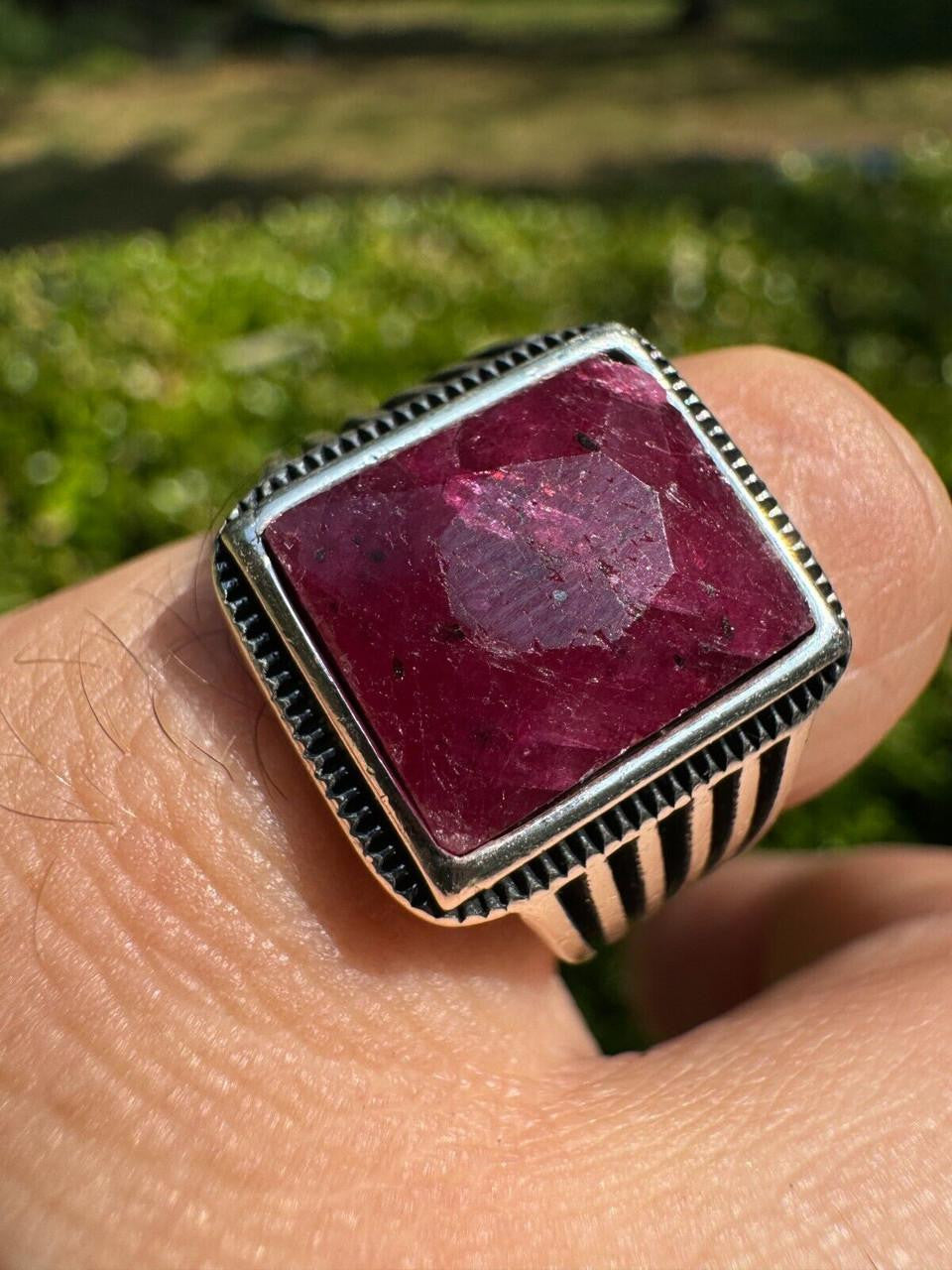Royalty Ring - 925 Silver - Genuine Red Ruby Stone