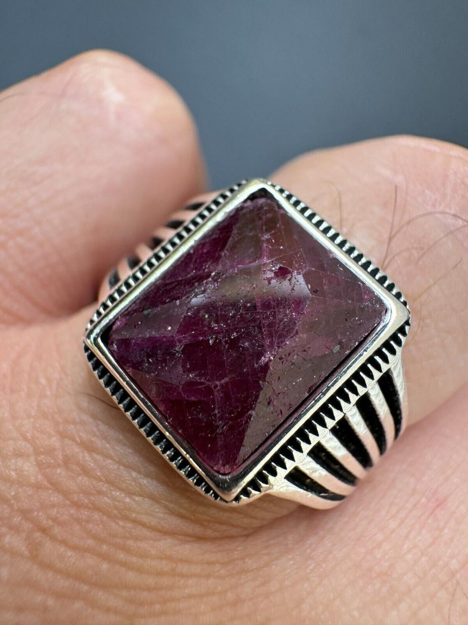 Royalty Ring - 925 Silver - Genuine Red Ruby Stone