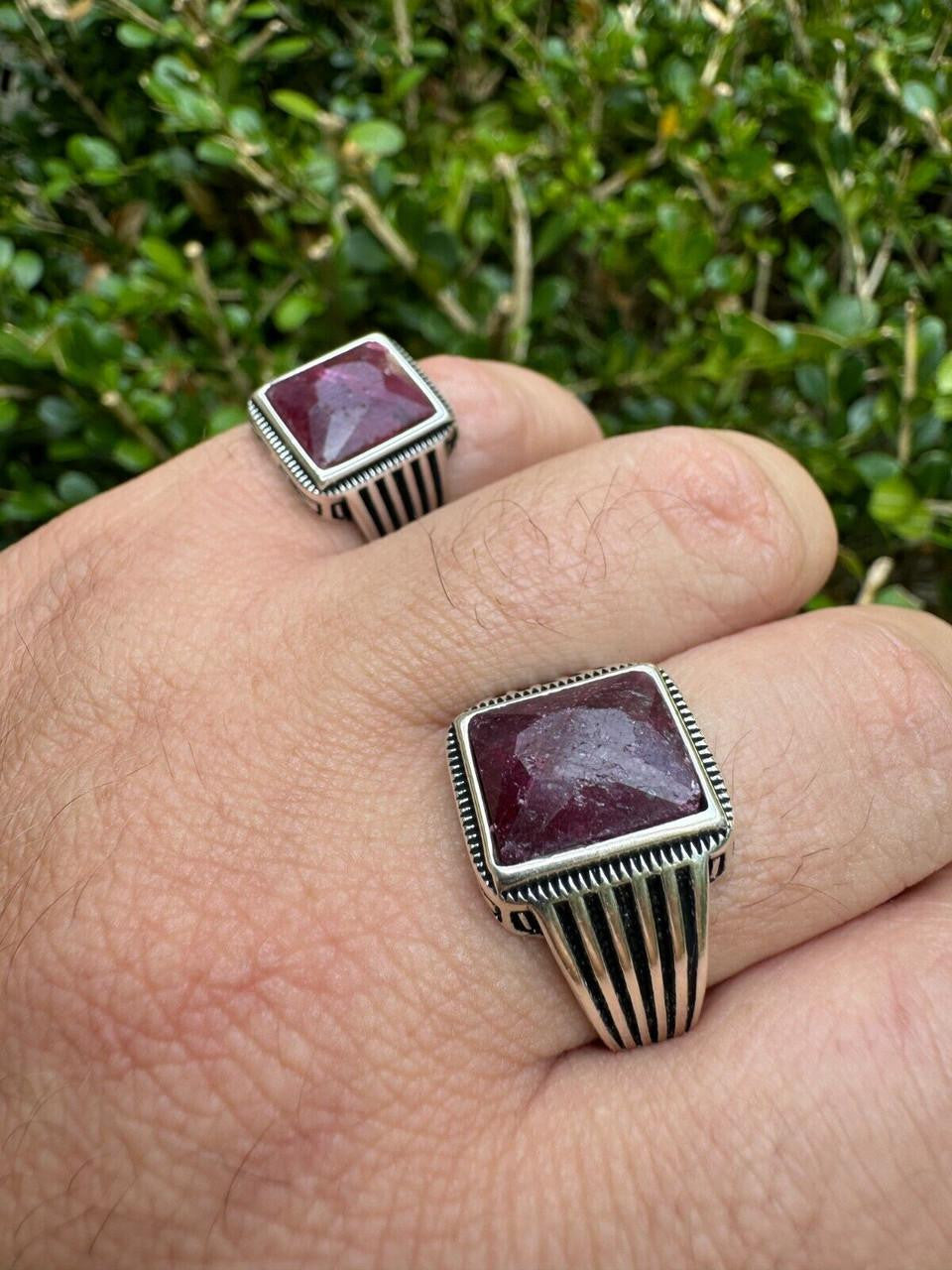 Royalty Ring - 925 Silver - Genuine Red Ruby Stone