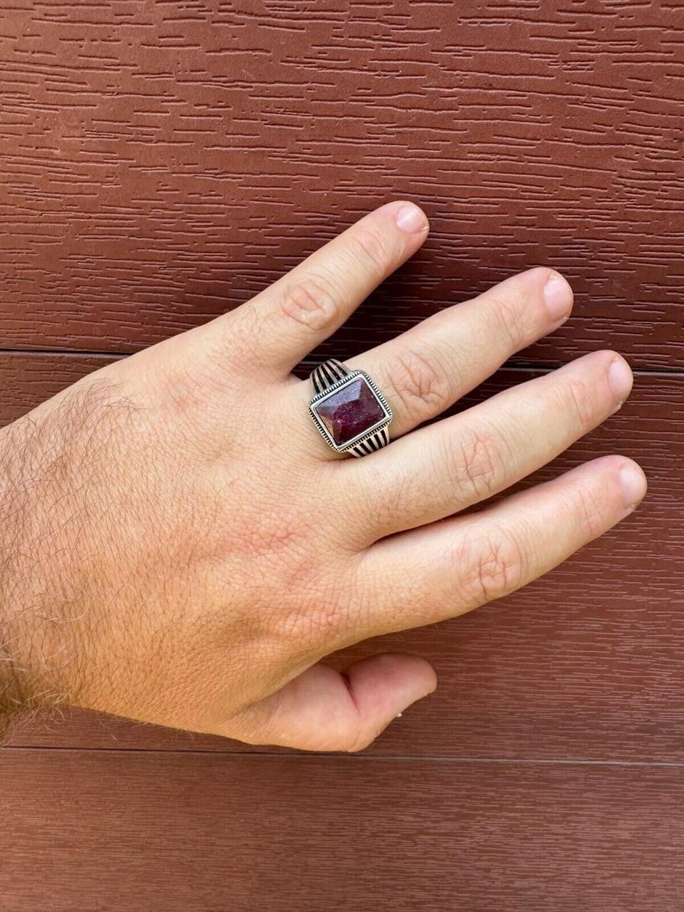 Royalty Ring - 925 Silver - Genuine Red Ruby Stone
