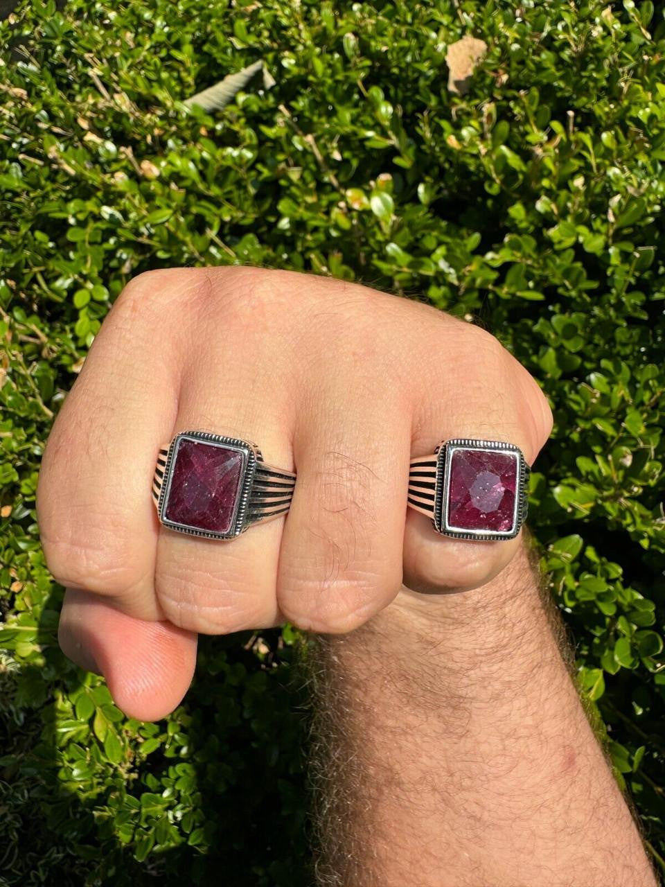 Royalty Ring - 925 Silver - Genuine Red Ruby Stone