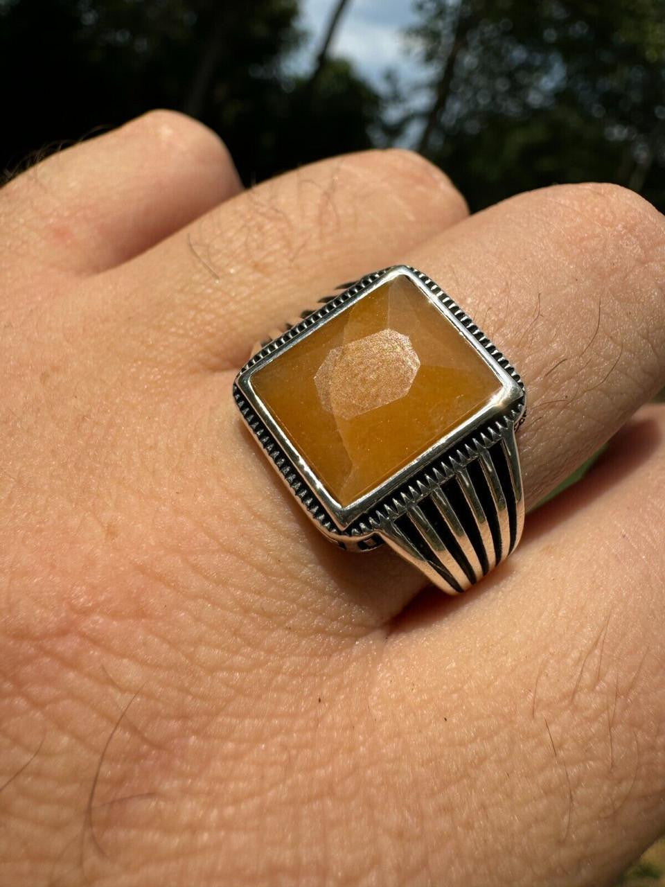 Royalty Ring - 925 Silver - Genuine Yellow Sapphire Stone