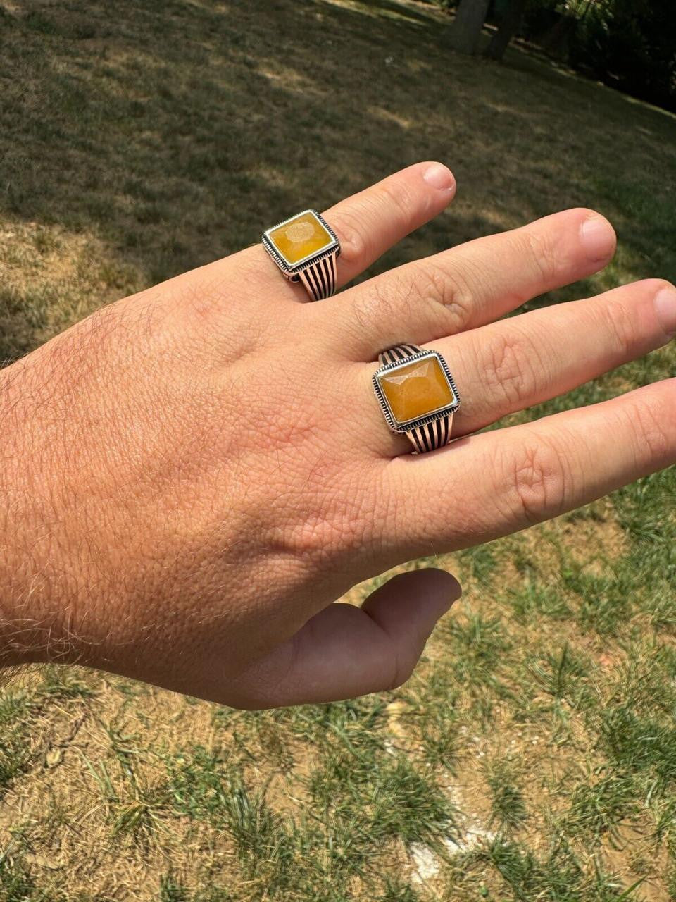 Royalty Ring - 925 Silver - Genuine Yellow Sapphire Stone