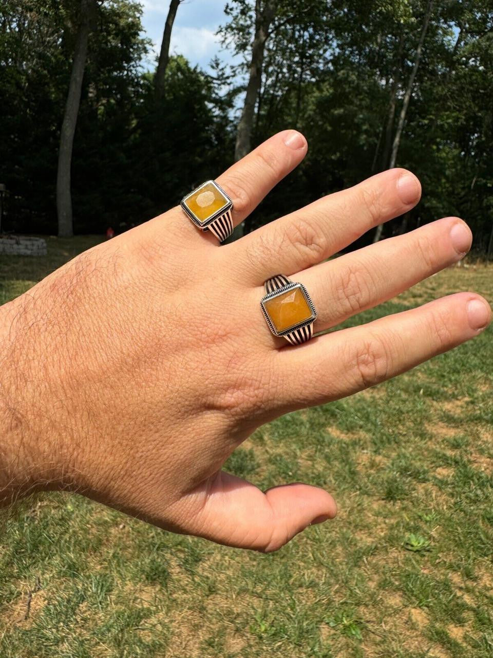 Royalty Ring - 925 Silver - Genuine Yellow Sapphire Stone