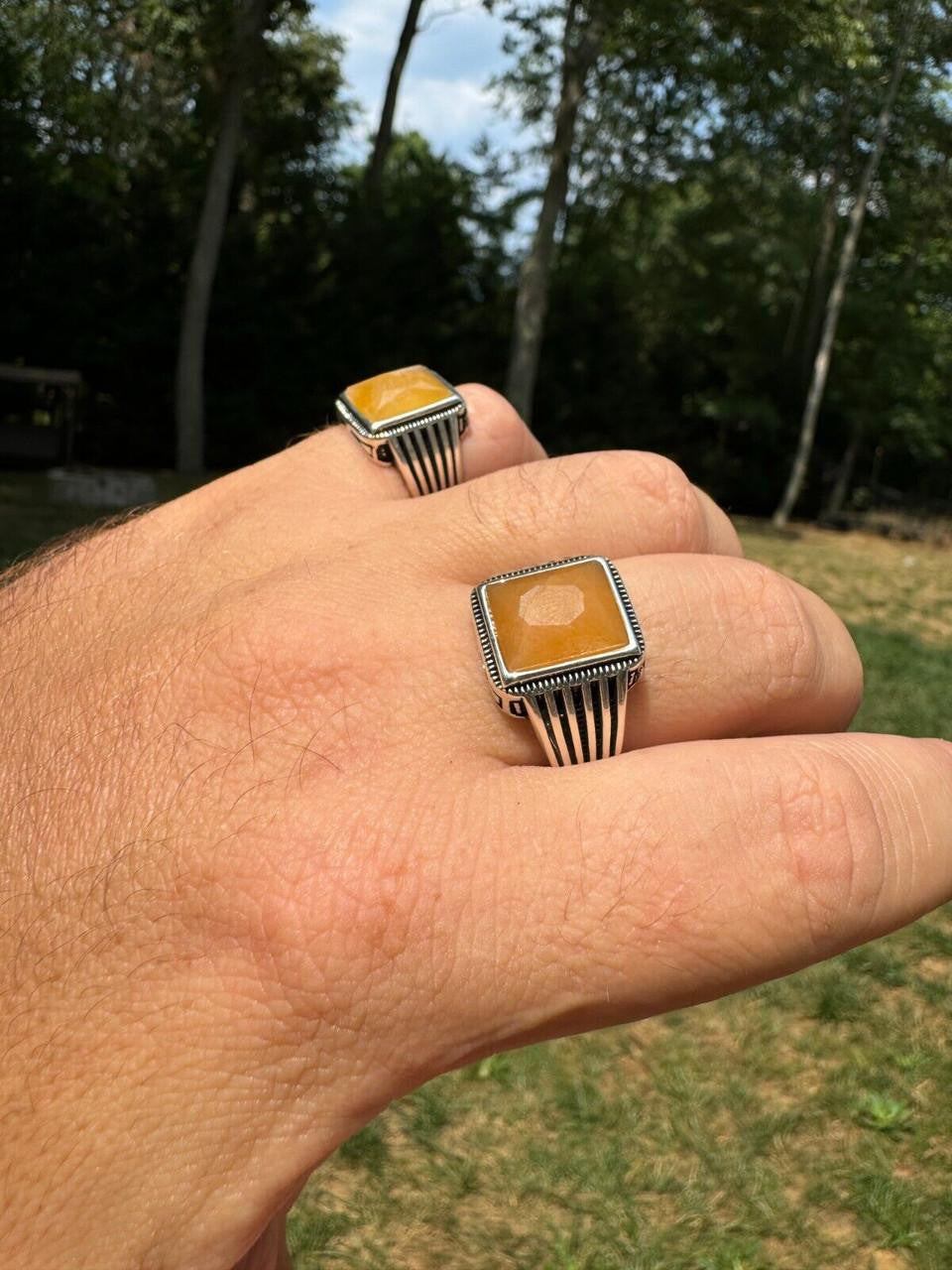 Royalty Ring - 925 Silver - Genuine Yellow Sapphire Stone