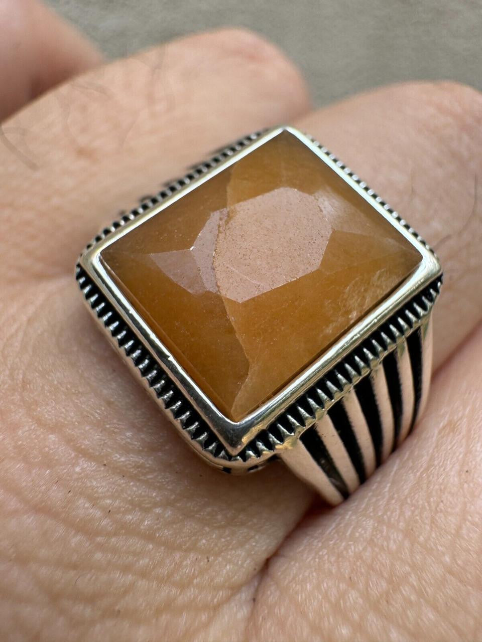 Royalty Ring - 925 Silver - Genuine Yellow Sapphire Stone