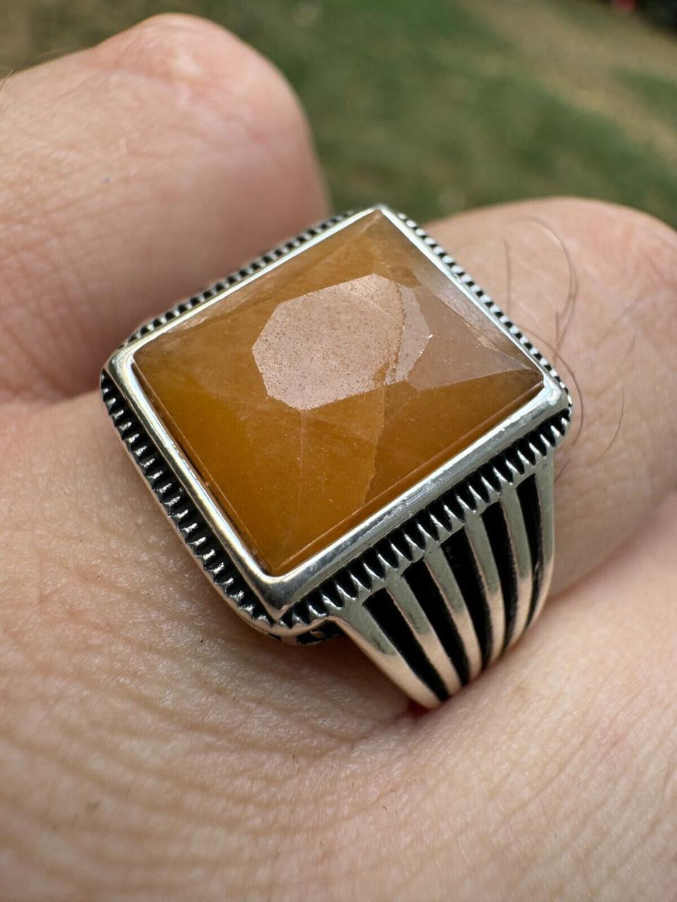 Royalty Ring - 925 Silver - Genuine Yellow Sapphire Stone