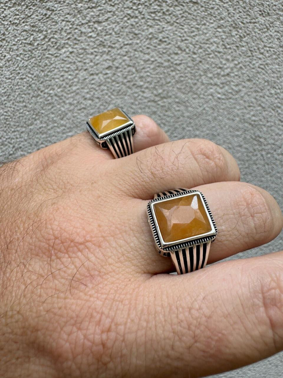 Royalty Ring - 925 Silver - Genuine Yellow Sapphire Stone