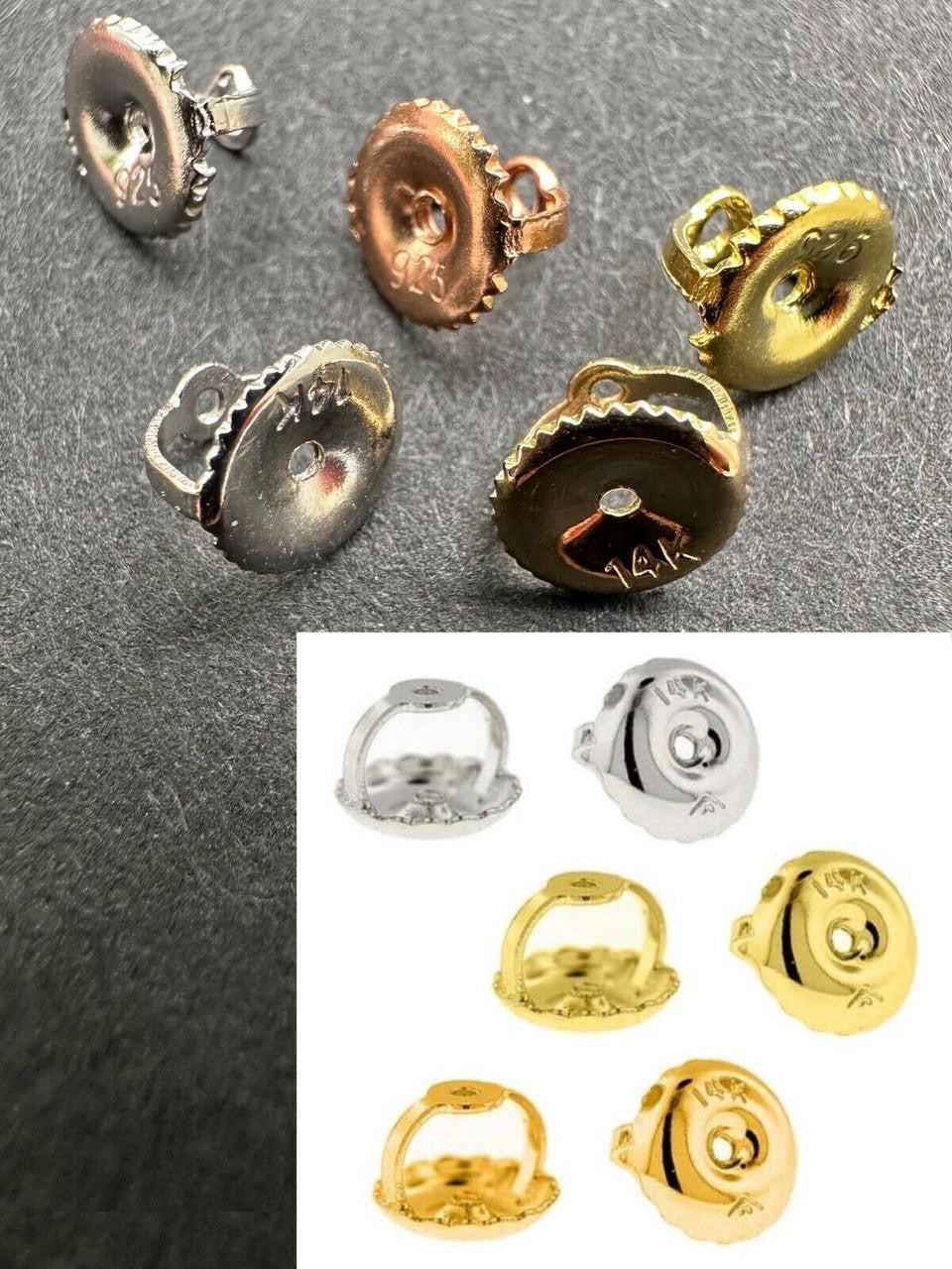 Screw Back Earrings Replacement Backs - 925 Silver Or 14k Gold - HARLEMBLING COMPATIBLE