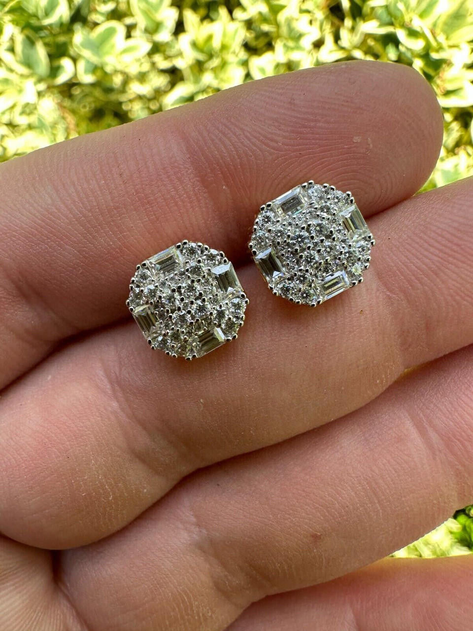 Baguette Star Iced Out Earrings - 14k Gold Vermeil 925 Silver - CZ Stones - 10mm