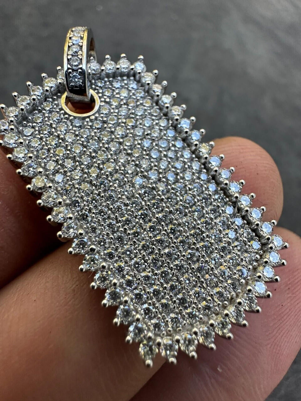 MOISSANITE Dog Tag Iced Hip Hop Pendant - 10k Yellow Or White Gold - Medium 1.5"