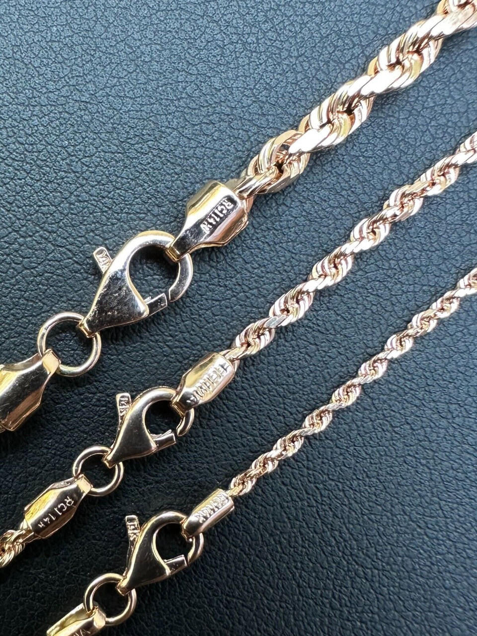Rope Chain Necklace - 14k Rose Gold - 16"-30" - 1.5mm-6mm