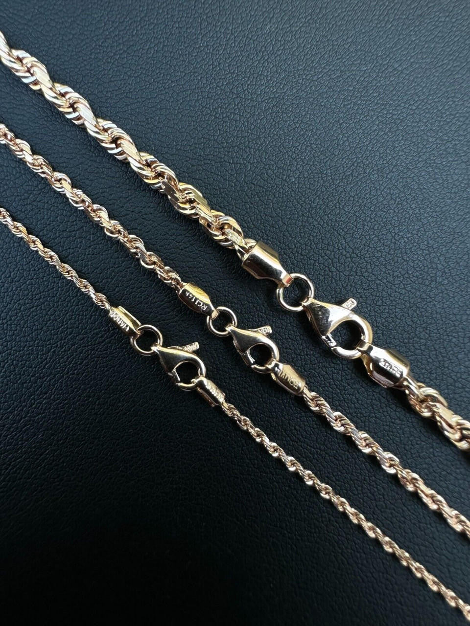 Rope Chain Necklace - 14k Rose Gold - 16"-30" - 1.5mm-6mm